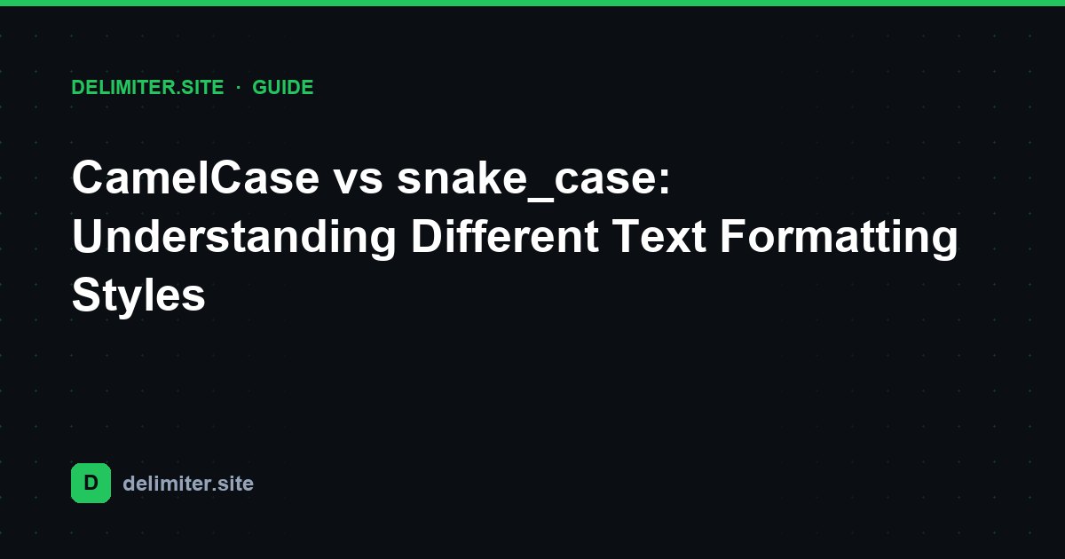 CamelCase vs snake_case: comprendere i diversi stili di formattazione del testo — guide on Delimiter.site