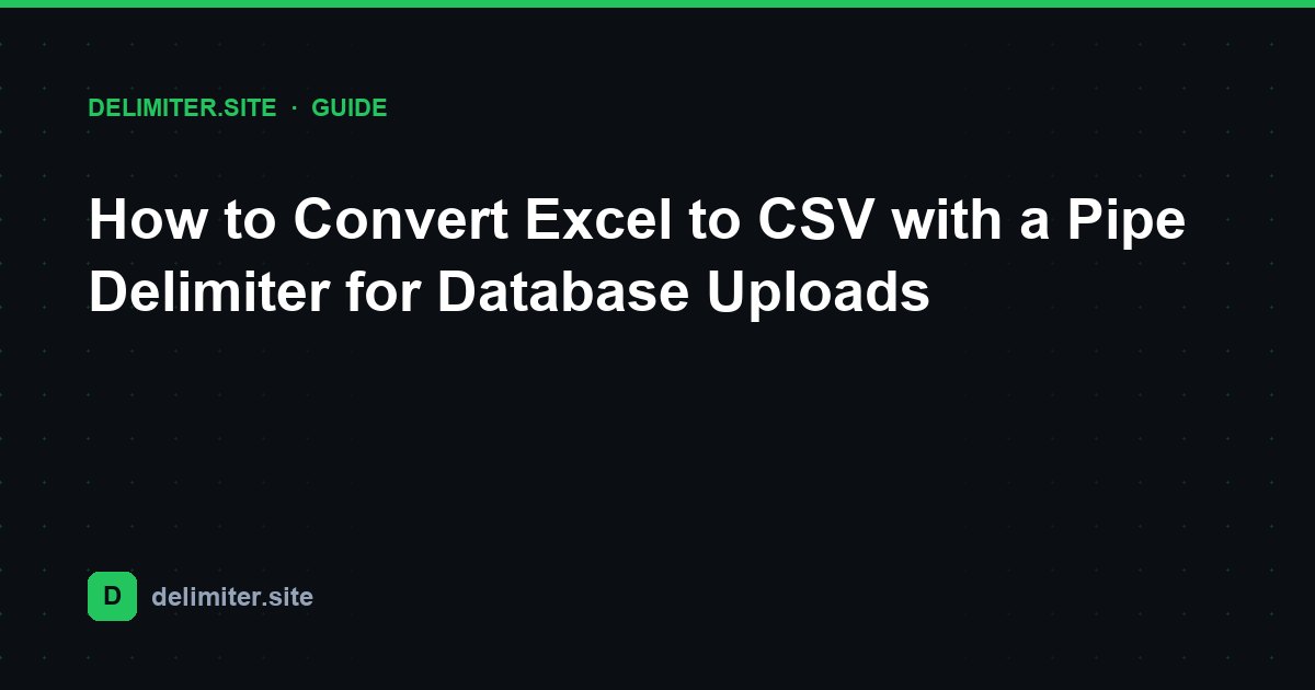 How to Convert Excel to CSV with a Pipe Delimiter for Database Uploads — guide on Delimiter.site
